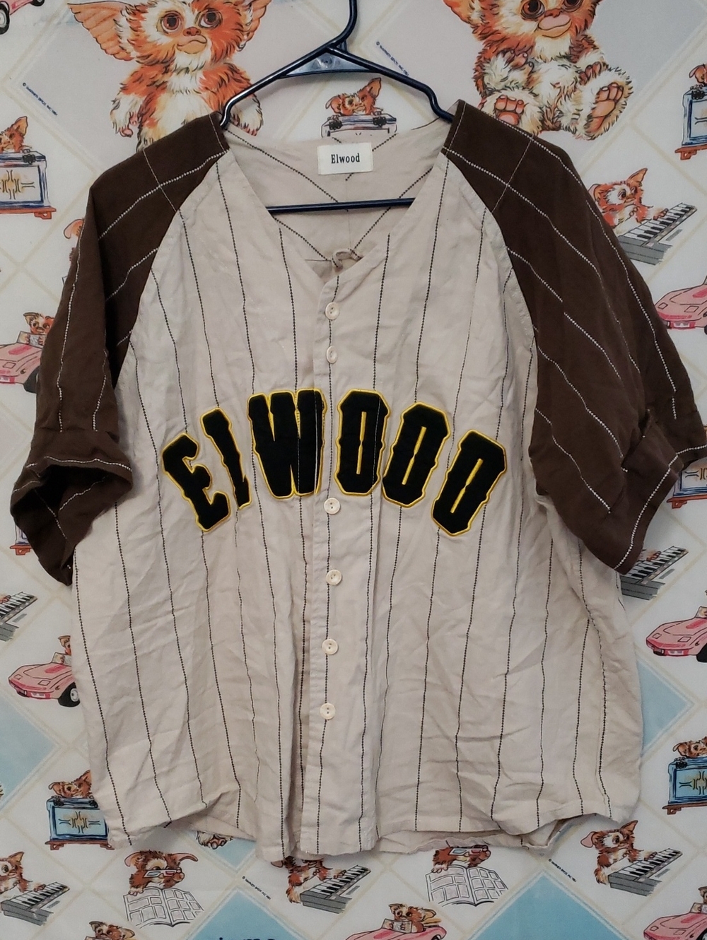 Elwood Adult Short-Sleeve Baseball Jersey in Beige and Brown